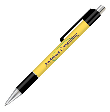 Bolígrafos de punta rodante con empuñadura y pulsador