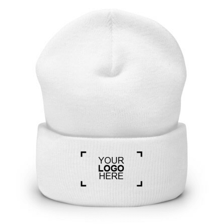 Sample Embroidered Custom Winter Hat with a sample logo design on the front