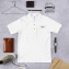 Custom Embroidered polo shirt laying on background